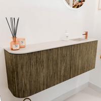 Toiletmeubel Mondiaz Joya Dlux | 111.6 cm | Meubelkleur Dusk | Faye wastafel Meli Wasbak Rechts | 1 kraangat