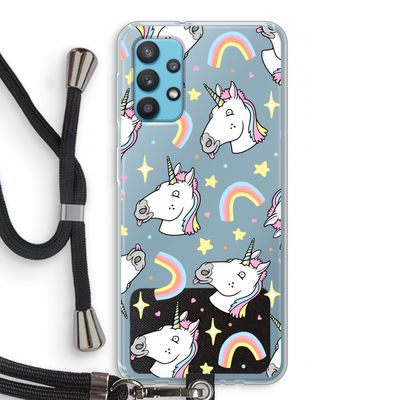 Rainbow Unicorn: Samsung Galaxy A32 4G Transparant Hoesje met koord