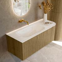 Badmeubel Mondiaz Kurve-Dlux | 115 cm cm | Meubelkleur Dusk | Wastafelkleur Ostra | Solid surface | Wasbak links zijde spoelbak | Zonder kraangat(en)