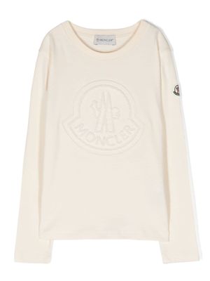 Moncler Enfant t-shirt en coton à logo pailleté - Blanc