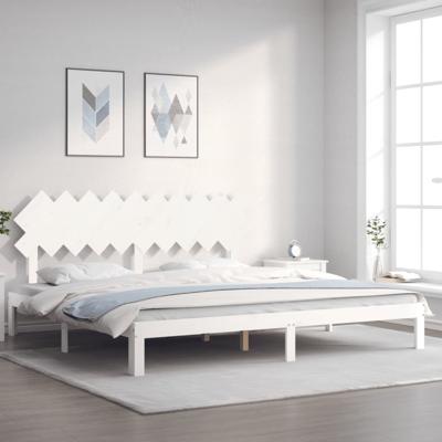 Bedframe zonder matras massief grenenhout wit 200x200 cm