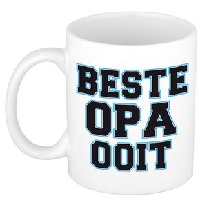 Beste opa ooit kado mok / beker wit met blauw - verjaardagscadeau    -