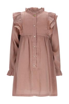 Le Chic winter jurk meisjes - bruin/rood - Skylar - ruffle