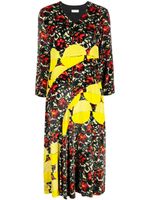 Dries Van Noten Pre-Owned robe froncée à imprimé abstrait (années 2000) - Jaune