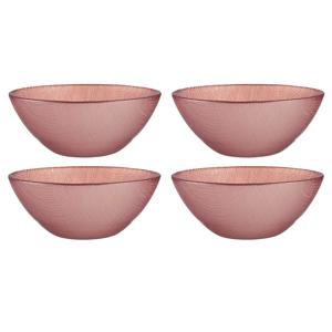 Kommetjes/serveer schaaltjes - 4x - Murano - glas - D15 x H6 cm - roze - Stapelbaar