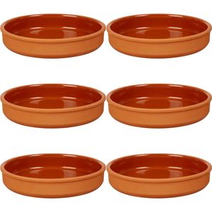 6x stuks tapas/hapjes serveren/oven schaal terracotta/bruin 23 x 4 cm