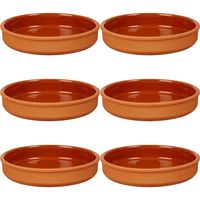 6x stuks tapas/hapjes serveren/oven schaal terracotta/bruin 23 x 4 cm