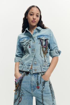 Bedrukte denimjas - BLUE - S