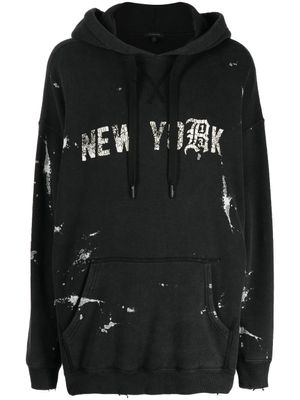 R13 hoodie imprimé à effet usé - Noir