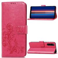 Voor Sony Xperia 5 4-blad clasp reliëf Buckle mobiele telefoon bescherming lederen draagtas met Lanyard & Card slot & portemonnee & beugel functie (m