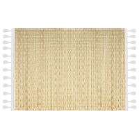 Rechthoekige placemat met franjes wit bamboe 45 x 30 - thumbnail