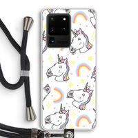 Rainbow Unicorn: Samsung Galaxy S20 Ultra Transparant Hoesje met koord