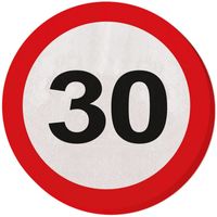 20x 30 jaar leeftijd themafeest servetten verkeersbord 33 cm ron   -