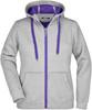 James & Nicholson JN354 Ladies´ Doubleface Jacket - Grey-Heather/Purple - XL