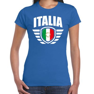 Italia landen / voetbal t-shirt blauw dames - EK / WK voetbal Italia landen / voetbal t-shirt blauw dames - EK / WK voetbal