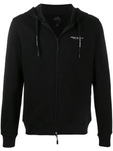 Armani Exchange sweat à capuche zippé à logo imprimé - Noir