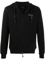 Armani Exchange sweat à capuche zippé à logo imprimé - Noir