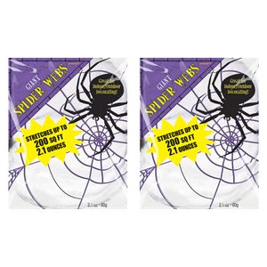 Decoratie spinnenweb/spinrag - 2x - 60 gram - wit - Halloween/horror versiering