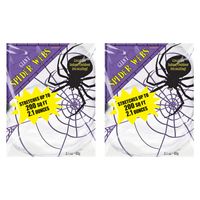 Decoratie spinnenweb/spinrag - 2x - 60 gram - wit - Halloween/horror versiering - thumbnail