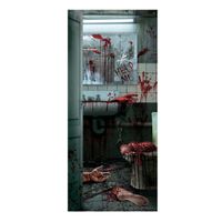 Horror deur scenesetter/deurposter - bloederige badkamer - Halloween thema versiering - 180 x 80 cm - thumbnail