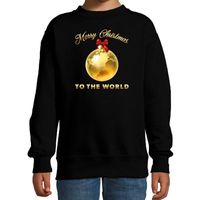 Kersttrui/sweater voor kinderen - Merry Christmas - wereld - zwart - thumbnail