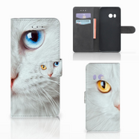 HTC U11 Telefoonhoesje met Pasjes Witte Kat - thumbnail