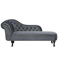 Beliani NIMES - Chaise longue-Zwart-Fluweel