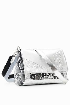 Middelgrote schoudertas met metallic patch - MATERIAL FINISHES - U Middelgrote schoudertas met metallic patch - MATERIAL FINISHES - U
