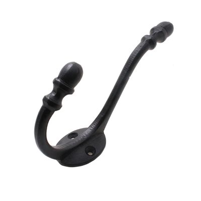 1x Luxe kapstokhaken / jashaken / kapstokhaakjes metaal retro zwart enkele haak 14 x 3,2 cm