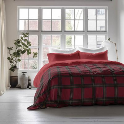 Dekbedovertrek McGregor - Eenpersoons (140x200 cm) - Rood Microvezel - Dessin: Ruiten - McGregor - Dekbed-Discounter.nl