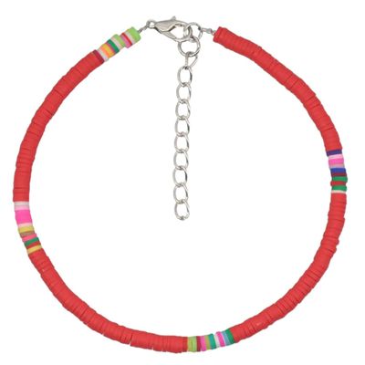 Vrolijke Enkelband met 4mm Kralen - Rood