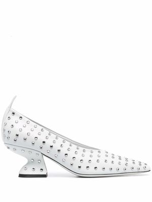 Ferragamo escarpins strassés à talon sculpté - Bleu
