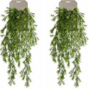 Emerald kunstplant/hangplant - 2x - Asparagus - groen - 75 cm lang