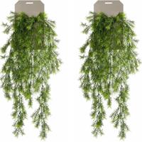 Emerald kunstplant/hangplant - 2x - Asparagus - groen - 75 cm lang