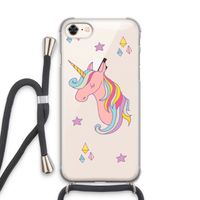 Roze eenhoorn: iPhone 8 Transparant Hoesje met koord