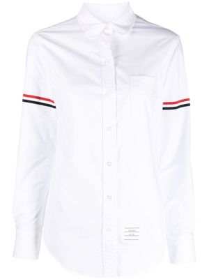 Thom Browne polo en coton à bande tricolore - Blanc