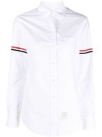 Thom Browne polo en coton à bande tricolore - Blanc