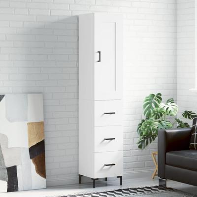 Hoge kast 34,5x34x180 cm bewerkt hout wit
