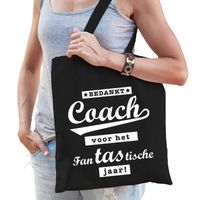 Coach bedankt cadeau tas zwart katoen - Feest Boodschappentassen - thumbnail