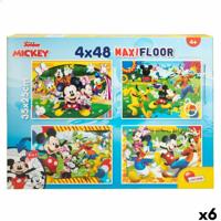 Set van 4 Puzzels Mickey Mouse 35 x 1,5 x 25 cm 48 Onderdelen (6 Stuks)