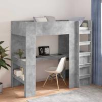 Loft Bedframe met Bureau Beton Grijs 90 x 190 cm Bewerkt hout