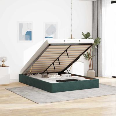 Ottoman bedframe zonder matras 140x200 cm fluweel donkergroen