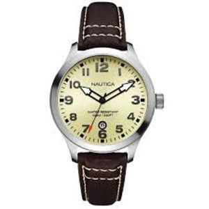 Horlogeband Nautica A09559G Leder Bruin 20mm