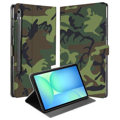 Samsung Galaxy Tab S10 FE | Tab S9 FE | Book Case | Hoesje met Standaard Army Dark