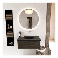 Mondiaz Bukla 80cm badmeubel modulair kleur dark brown met 1 lade en wastafel midden zonder kraangat kleur urban