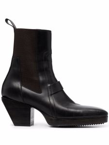 Rick Owens bottines en cuir à bout carré - Noir