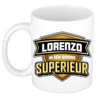 Naam mok Lorenzo - wit - Superieur - keramiek - 300 ml - cadeau collega beker