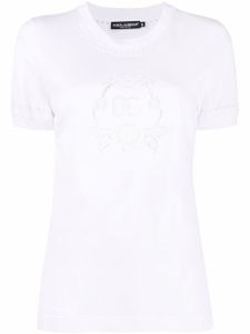 Dolce & Gabbana t-shirt en broderie anglaise - Blanc