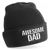 Muts awesome dad / geweldige vader zwart voor heren - Winter cadeau papa/ vader Muts awesome dad / geweldige vader zwart voor heren - Winter cadeau papa/ vader