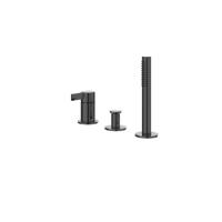 Badrandcombinatie IVY Pact 3-gats Mengkraan Met Uittrekbare Handdouche Zonder Uitloop Zwart Chroom PVD IVY